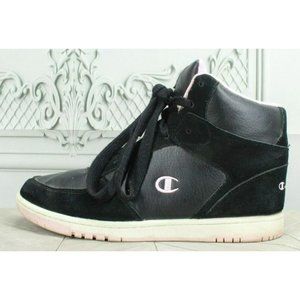 Champion Black Leather Lace-up High-Top Athletic Running Sneaker Shoes Size 10